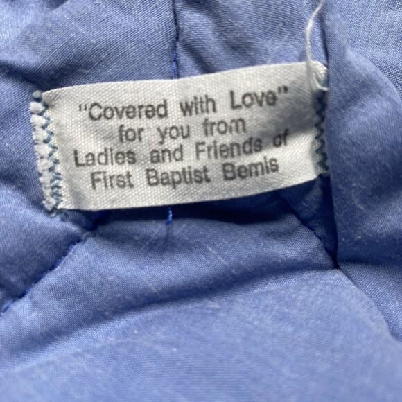 Vintage Holly Hobbie Cat Handmade Quilt Lap Blanket Blue Folk Country Cottage - Picture 7 of 8